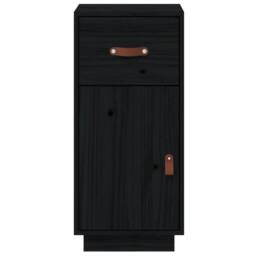 Berkfield Home Sideboard Black 34x40x75 cm Solid Wood Pine - Size: 34 x 40 x 75 cm - thumbnail 6