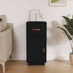 Berkfield Home Sideboard Black 34x40x75 cm Solid Wood Pine - Size: 34 x 40 x 75 cm - thumbnail 2