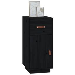Berkfield Home Sideboard Black 34x40x75 cm Solid Wood Pine - Size: 34 x 40 x 75 cm - thumbnail 4