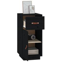 Berkfield Home Sideboard Black 34x40x75 cm Solid Wood Pine - Size: 34 x 40 x 75 cm - thumbnail 5