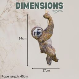 Marco Paul Sloth Hanging Garden Statue with Strong Rope in Brown - thumbnail 3