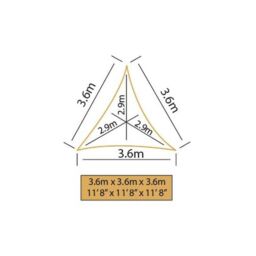 Primrose 3.6m Triangle Waterproof Patio Sun Shade Canopy 98% UV Block Free Rope in Yellow - thumbnail 5