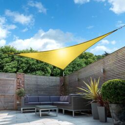 Primrose 3.6m Triangle Waterproof Patio Sun Shade Canopy 98% UV Block Free Rope in Yellow - thumbnail 2