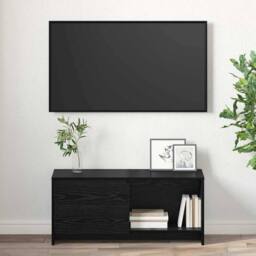 Berkfield Home TV Stand Black oak Engineered Wood - thumbnail 4