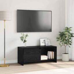Berkfield Home TV Stand Black oak Engineered Wood - thumbnail 2