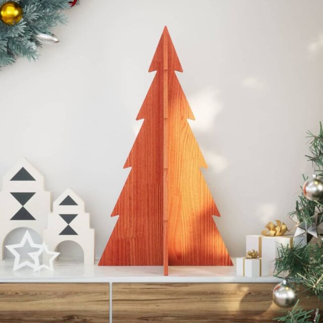Berkfield Home Wooden Christmas Tree for Decoration Wax Brown 80 cm Solid Wood Pine - image 1