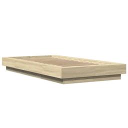 Berkfield Home Modern Bed Frame without Mattress Sonoma Oak 90x190 cm Single in Light Tan - thumbnail 1