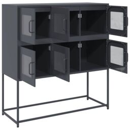 Berkfield Home Sideboard Anthracite 100.5x39x107 cm Cold-rolled Steel in Black - thumbnail 6