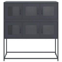 Berkfield Home Sideboard Anthracite 100.5x39x107 cm Cold-rolled Steel in Black - thumbnail 5