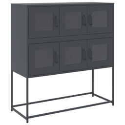 Berkfield Home Sideboard Anthracite 100.5x39x107 cm Cold-rolled Steel in Black - thumbnail 2