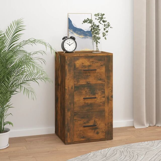 Berkfield Home Sideboard Smoked Oak 40x33x70 cm Engineered Wood in Brown - Size: 40 x 33 x 70 cm - image 1