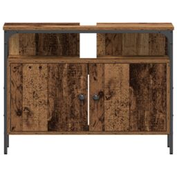 Berkfield Home Bathroom Sink Cabinet Old Wood 80x30x60 cm Engineered Wood in Brown - Size: 80 x 30 x 60 cm - thumbnail 6
