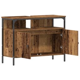 Berkfield Home Bathroom Sink Cabinet Old Wood 80x30x60 cm Engineered Wood in Brown - Size: 80 x 30 x 60 cm - thumbnail 5