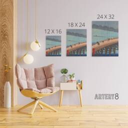 "Artery8 Evening Shower Ohashi Bridge Canvas Wall Art Print Hiroshige in Blue - Size: W18"" x H24""" - thumbnail 4