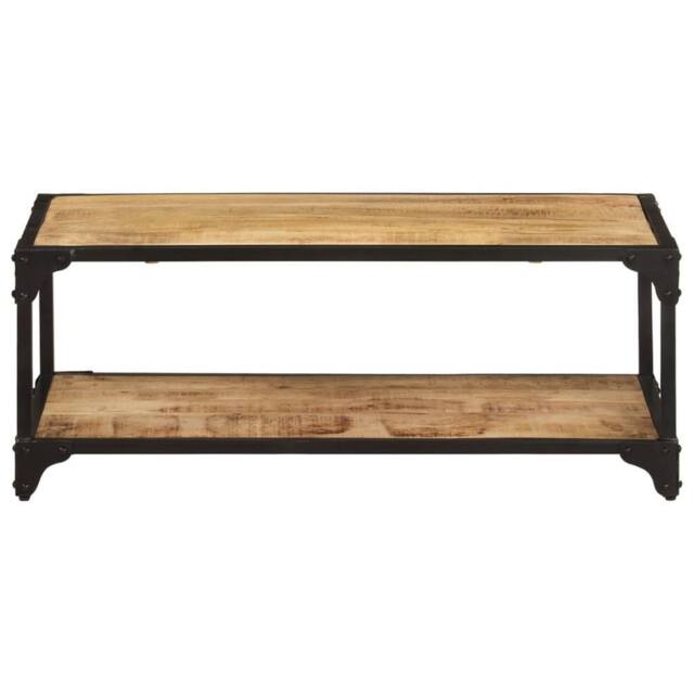 Berkfield Home Coffee Table 90x45x35 cm Solid Rough Mango Wood in Brown - Size: 90 x 45 x 35 cm - image 1