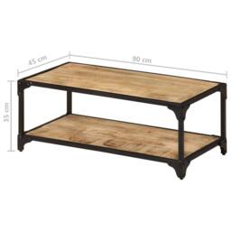 Berkfield Home Coffee Table 90x45x35 cm Solid Rough Mango Wood in Brown - Size: 90 x 45 x 35 cm - thumbnail 8