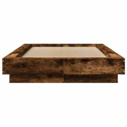 Berkfield Home Bed Frame without Mattress Smoked Oak 100x200 cm in Brown - thumbnail 4