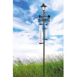 mysmartbuy 5-in-1 Garden Weather Station - Meteorological Measurer with Wind Vane & Anemometer, Rain Gauge, Outdoor Thermometer & Solar Light in Black - thumbnail 2