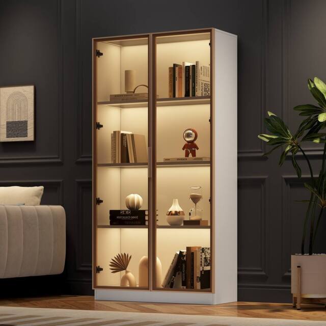 STILVORA Display Cabinet 160cm with LED lighting White - image 1