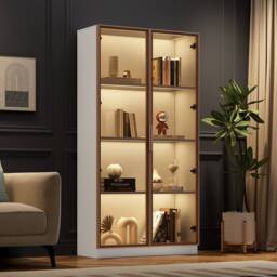 STILVORA Display Cabinet 160cm with LED lighting White - thumbnail 3