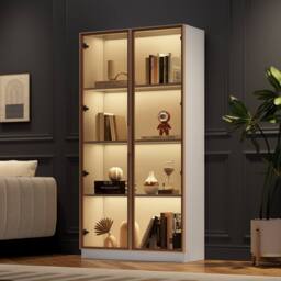 STILVORA Display Cabinet 160cm with LED lighting White - thumbnail 1
