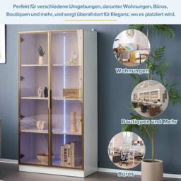 STILVORA Display Cabinet 160cm with LED lighting White - thumbnail 7