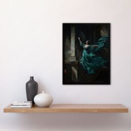 "Artery8 Wall Art Print Floria Tosca Dramatic Opera Scene Oil Painting Heartbroken Singer Jumps From Balcony Art Framed in Blue - Size: W12"" x H16""" - thumbnail 4