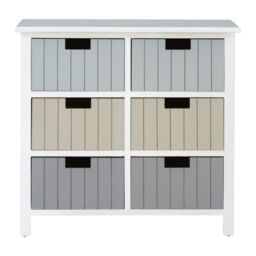 Orsina Compact White 6 Drawers Chest, Modern Chest Of Drawers For Livingroom, Minimalist Storage Chest For Lounge - thumbnail 1