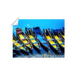 "Warren Reed - Designer Colourful Tour Boats At The Lakeside Of The Nainital, India Unframed Art Print - Size: W24"" x H36""" - thumbnail 1
