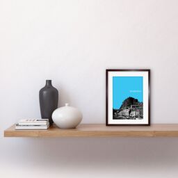 "Artery8 Wall Art Print Grassmarket Edinburgh Scotland Scottish Landmark Sky Blue Framed Art in Brown - Size: W7"" x H9""" - thumbnail 2