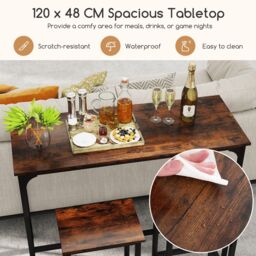 "Gymax 3-Piece Dining Table Set 47.5"" Counter-Height Kitchen Table-Coffee in Brown" - thumbnail 6