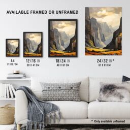 "Artery8 Wall Art Print Glencoe Gorge Oil Painting Atmospheric Sunlight Breaking Through Clouds Art Framed in Black - Size: W12"" x H16""" - thumbnail 3