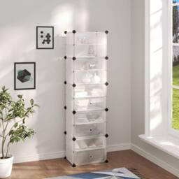 Berkfield Home Shoe Rack Transparent 44x31.5x153.5 cm PP in Clear - thumbnail 2