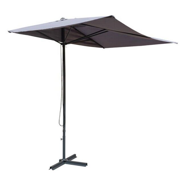 Rowlinsons Prestbury Half Parasol - Steel - L148 x W248 x H238 cm in Grey - image 1