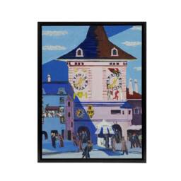 "Artery8 Bern with Belltower Ernst Ludwig Kirchner Black Framed Canvas Wall Art - Size: W24"" x H32""" - thumbnail 1