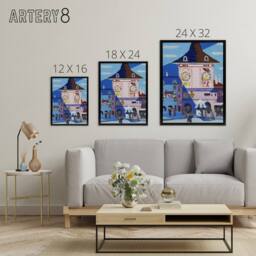 "Artery8 Bern with Belltower Ernst Ludwig Kirchner Black Framed Canvas Wall Art - Size: W24"" x H32""" - thumbnail 4