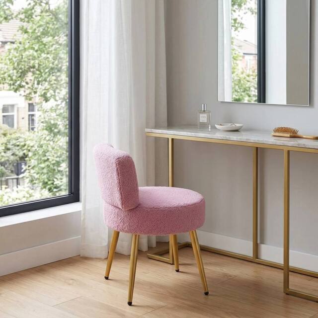 PAWNORA Dressing Table Chair B Purple / Metal Legs in Pink - Size: 0.6m2 - image 1