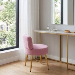 PAWNORA Dressing Table Chair B Purple / Metal Legs in Pink - Size: 0.6m2