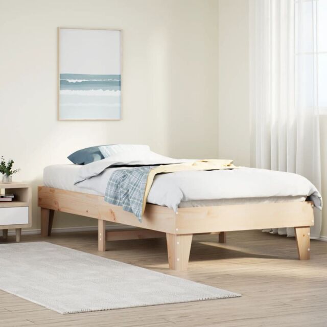Berkfield Home Bed Frame without Mattress 90x190 cm Single Solid Wood Pine in Brown - image 1