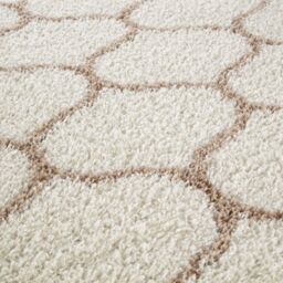 THE RUGS Soft Trellis Shaggy Rugs & Runners Ivory & Beige Living Room - Size: 120 cm diameter - thumbnail 2