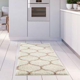THE RUGS Soft Trellis Shaggy Rugs & Runners Ivory & Beige Living Room - Size: 120 cm diameter - thumbnail 7