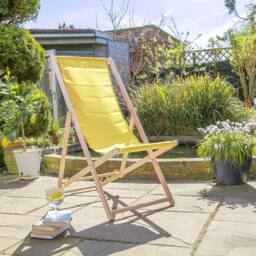 Harbour Housewares Folding Wooden Deck Chairs Yellow Pack of 2 - thumbnail 5