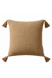 Homescapes Pure Handmade Cotton Muslin Cushion with Cover - 45 x 45 cm in Beige - Size: 45 cm x 45 cm