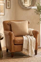 Homescapes Pure Handmade Cotton Muslin Cushion with Cover - 45 x 45 cm in Beige - Size: 45 cm x 45 cm - thumbnail 2