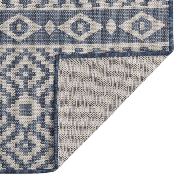 Berkfield Home Outdoor Flatweave Rug 160x230 cm Blue Stripes - Size: 100 cm diameter - image 1