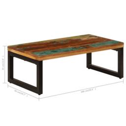 Berkfield Home Durable Coffee Table 100x50x35 cm Solid Reclaimed Wood & Steel in Brown - Size: 100 x 50 x 35 cm - thumbnail 8