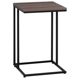 Wyld and Coco U Shape Side Table Taupe Wood Laminate Top Black Metal 40 x 40cm in Brown - Size: 40 x 40 cm - thumbnail 2
