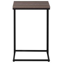 Wyld and Coco U Shape Side Table Taupe Wood Laminate Top Black Metal 40 x 40cm in Brown - Size: 40 x 40 cm - thumbnail 3