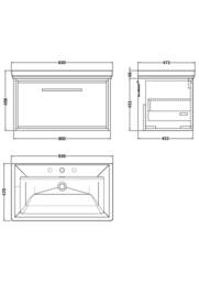 Balterley Bathroom Wall Hung Single Drawer Vanity, Fireclay Basin, Grey, 800mm in Grey - thumbnail 2