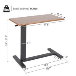 ERGOVEXA Rolling Sitting Standing Desk Adjustable Overbed Table Lazy Laptop in Brown - thumbnail 2